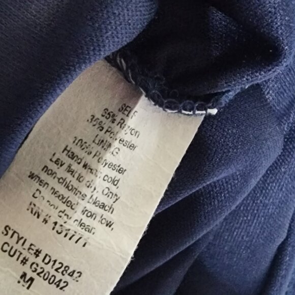 GILLI Blue Micro Striped Surplice 3/4 Sleeve Dress Womens Size M Medium - Picture 7 of 7